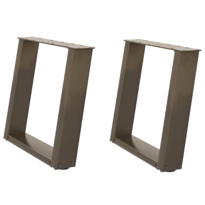 Крака за масичка за кафе, U-образни, 2 бр., естествена стомана, 50 x (42-43) см, стомана