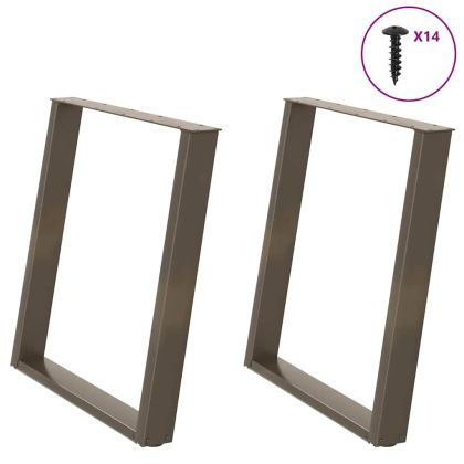 Крака за трапезна маса, U-образни, 2 бр., естествена стомана, 80 x (72-73) см, стомана