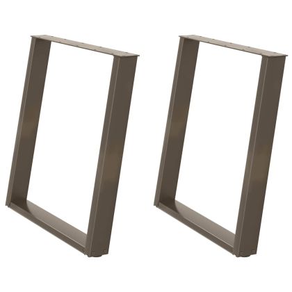 Крака за трапезна маса, U-образни, 2 бр., естествена стомана, 80 x (72-73) см, стомана