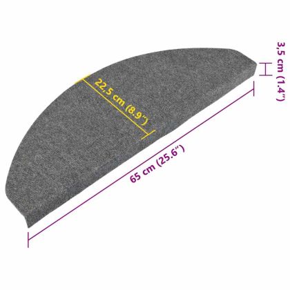 Самозалепващи стелки за стъпала, 15 бр, 65x22,5x3,5 см, сиви