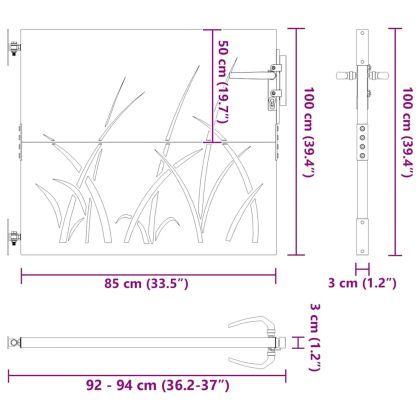 Градинска порта 85x100 см, дизайн с кортен стомана и трева