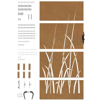 Градинска порта 85x200 см, дизайн с кортен стомана и трева