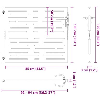 Градинска порта 85x100 см, кортенова стомана, квадратен дизайн