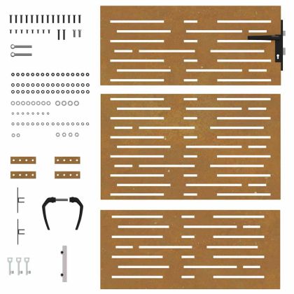 Градинска порта 85x125 см, кортенова стомана, квадратен дизайн