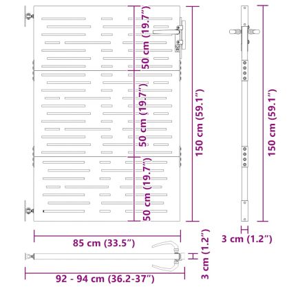 Градинска порта 85x150 см, кортенова стомана, квадратен дизайн