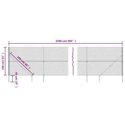Плетена оградна мрежа с шипове, антрацит, 1,6x25 м
