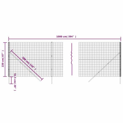 Ограда от телена мрежа антрацит 2,2x10 м поцинкована стомана