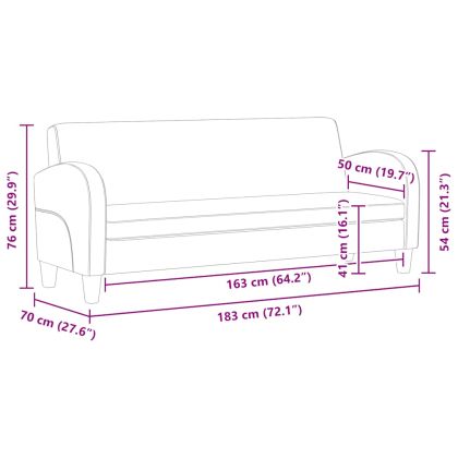 3-местен диван, изкуствена кожа, черен