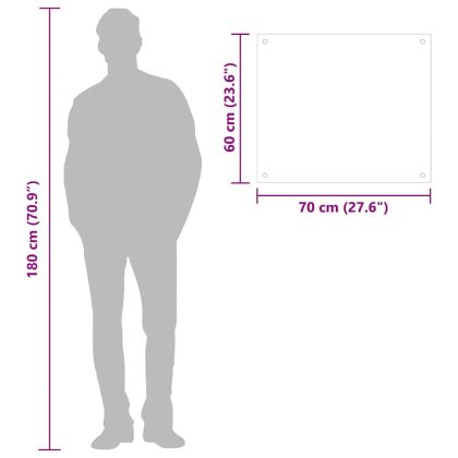 Кухненски гръб, бял, 70x60 см, закалено стъкло