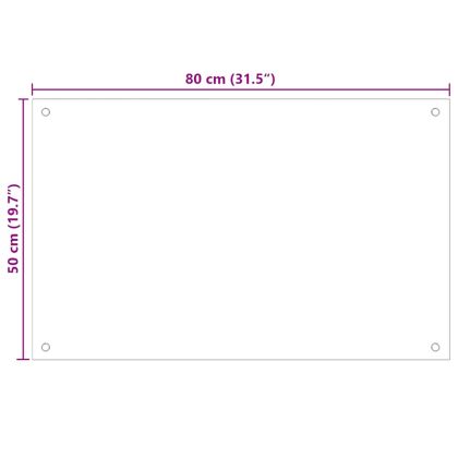 Кухненски гръб, бял, 80x50 см, закалено стъкло