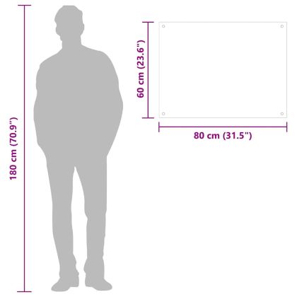 Кухненски гръб, черен, 80x60 см, закалено стъкло