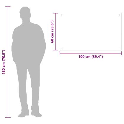 Кухненски гръб, черен, 100x60 см, закалено стъкло