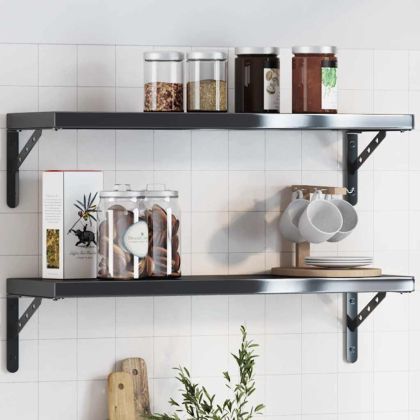 Скоби за рафт 4 бр 23,5x2,5x15,5 см черен неръждаема стомана