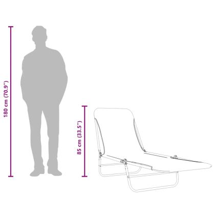 Сгъваеми шезлонги, 2 бр, стомана и текстил, на листа