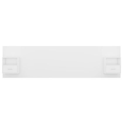 Горна табла за легло с шкафчета, бяла, инженерно дърво