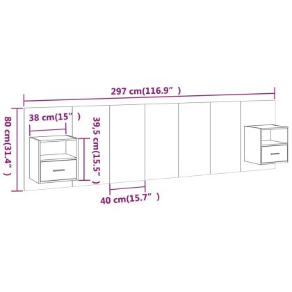 Горна табла за легло с шкафчета, бяла, инженерно дърво