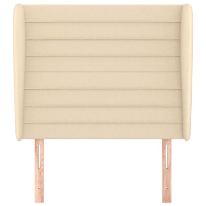 Горна табла за легло с уши, кремава, 103x23x118/128 см, плат