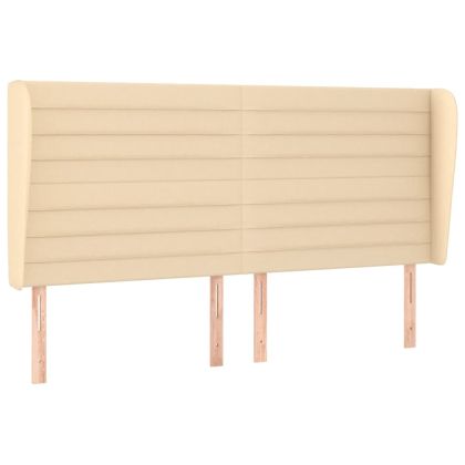 Горна табла за легло с уши, кремава, 163x23x118/128 см, плат