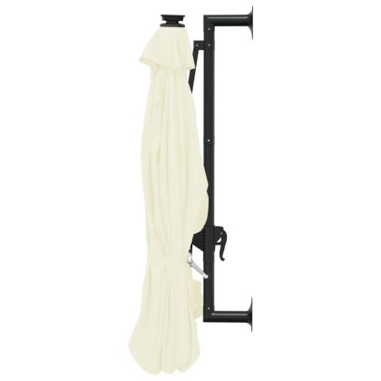 Градински чадър за монтаж на стена, с LED, 300 см, пясъчен