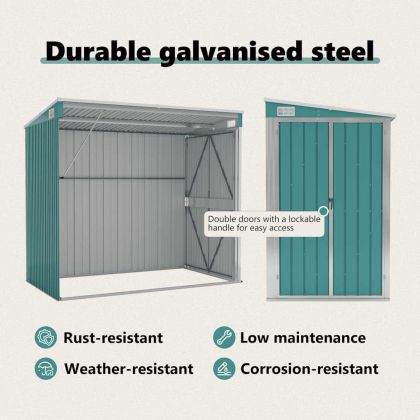 Градинска барака, зелена, 118x194x178 см, поцинкована стомана