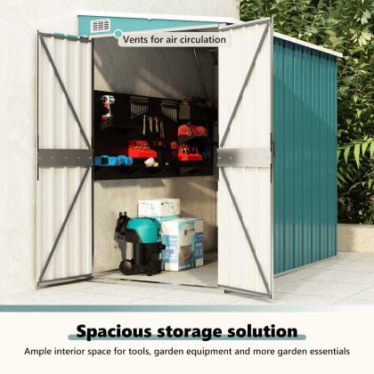Градинска барака, зелена, 118x194x178 см, поцинкована стомана