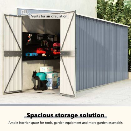 Градинска барака, сива, 118x382x178 см, поцинкована стомана
