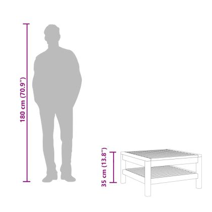 Маса за кафе, 65x65x35 см, акациево дърво масив