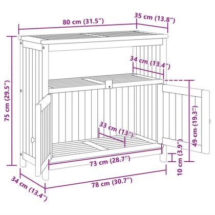 Градинска конзолна маса, 80x35x75 см, акация масив