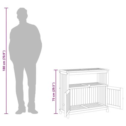 Градинска конзолна маса, 80x35x75 см, акация масив