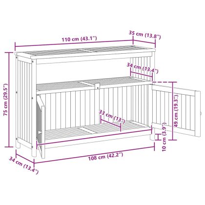 Градинска конзолна маса, 110x35x75 см, акация масив