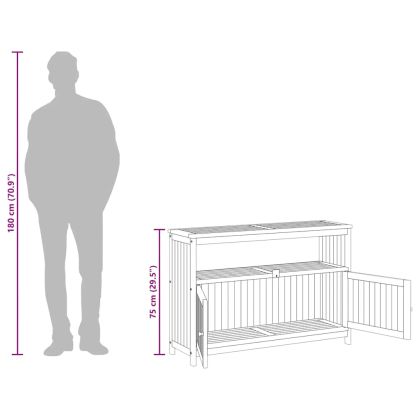 Градинска конзолна маса, 110x35x75 см, акация масив
