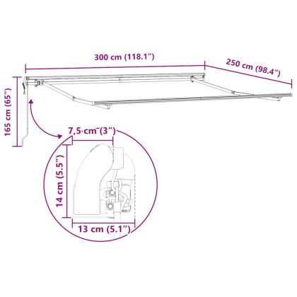 Автоматично прибираща се тента, антрацит и бял, 300x250 см