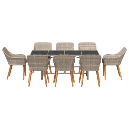 Комплект за хранене в градината 9 pcs Светлосиво полиратан