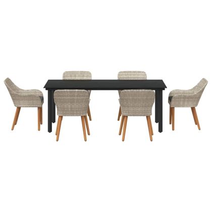 Комплект за хранене в градината 7 pcs Светлосиво полиратан