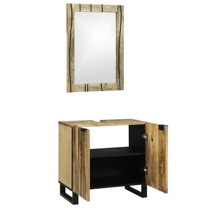 Комплект мебели за баня с рафт 2 pcs Кафяво Инженерно дърво