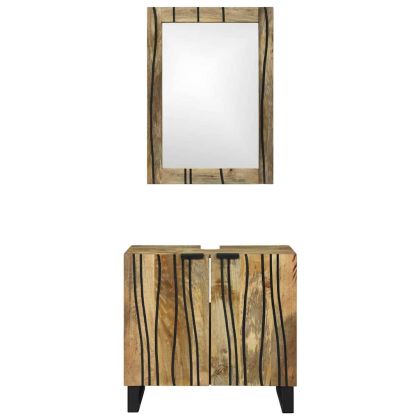 Комплект мебели за баня с рафт 2 pcs Кафяво Инженерно дърво