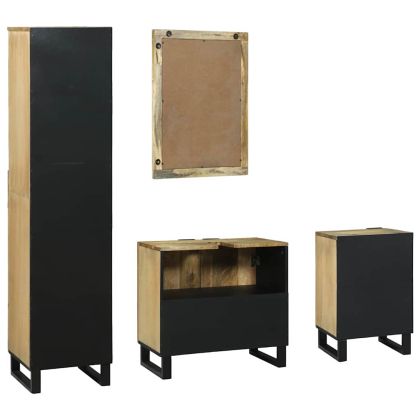 Комплект мебели за баня с чекмедже 4 pcs Кафяво Инженерно дърво