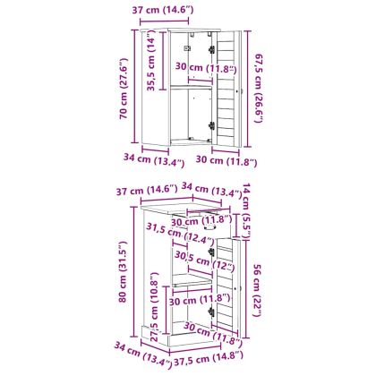 Шкаф за баня VIGO 2 pcs Бяло и антикварно бяло 37 x 34 x 80 см