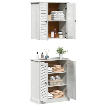 Комплект мебели за баня с рафт 2 pcs Бяло и антикварно бяло