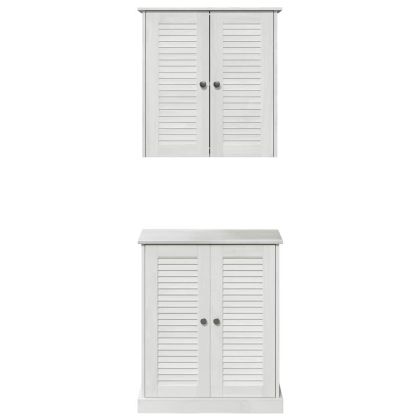 Комплект мебели за баня с рафт 2 pcs Бяло и антикварно бяло