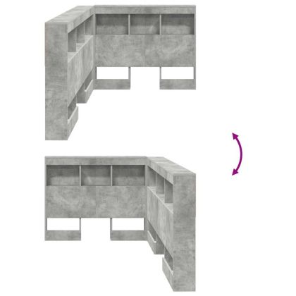 Табла за съхранение с рафт Циментено сиво 90 cm Инженерно дърво