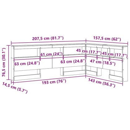 Табла за съхранение с рафт Старо дърво 140 cm Инженерно дърво
