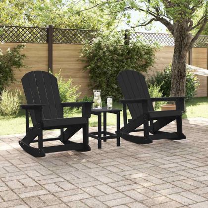 Адирондак люлеещи се столове 2 pcs Черно HDPE
