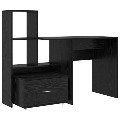 Бюро с рафт Черния дъб 131,5 x 50 x 106,5 см Инженерно дърво