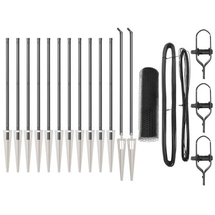 Стълб за ограда. Сив 25 x 0,4 м (13 мм мрежа) Стомана и PVC