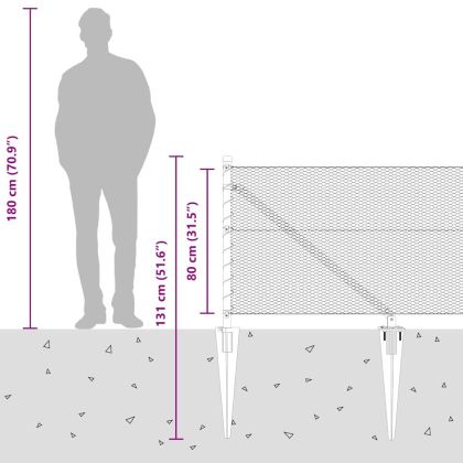 Стълб за ограда. Сив 50 x 0,8 м (13 мм мрежа) Стомана и PVC