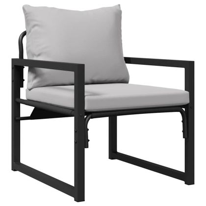 Градински Софа Комплект с възглавница 6 pcs Черно Стомана