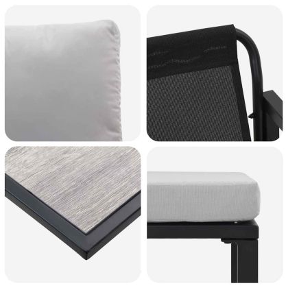 Градински Софа Комплект с възглавница 6 pcs Черно Стомана