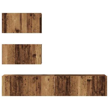 Комплект ТВ шкаф 4 pcs Старо дърво Инженерна дървесина
