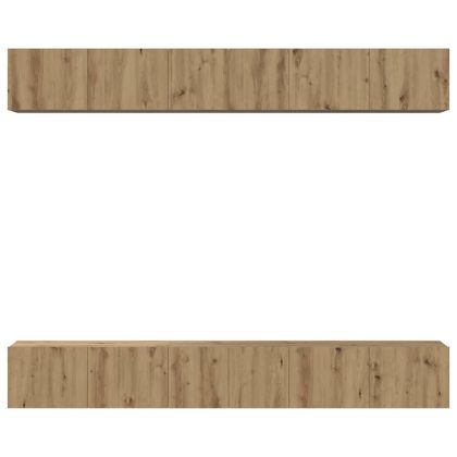 Комплект ТВ шкаф Монтиране на стена 6 pcs Дъб Инженерно дърво